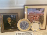 2 Churchill Plates, George Washington Painting