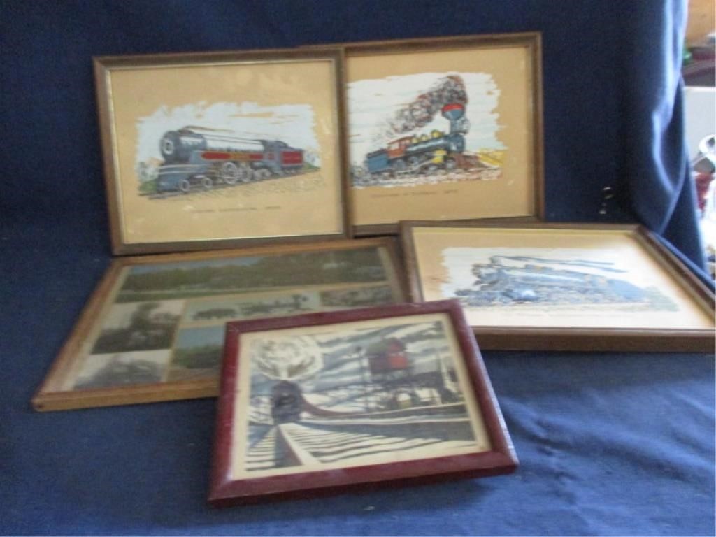 framed vintage train prints