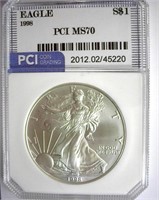 1998 Silver Eagle PCI MS-70 LISTS FOR $1700