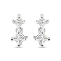 14K White Gold 0.50 ct Princess Cut Diamond Earrin