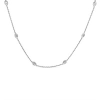 14K White Gold Diamond Marquise Collar Necklace
