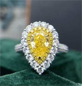 2ct natural yellow diamond ring in 18k gold