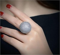 NEW - Pave Luxury Crystal Ball Shape Ring F
