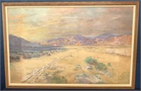 Huge Southwest Desert Mountains Oil Painting