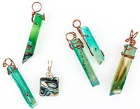 Jewelry Wire Wrapped Stone and Shell Pendants