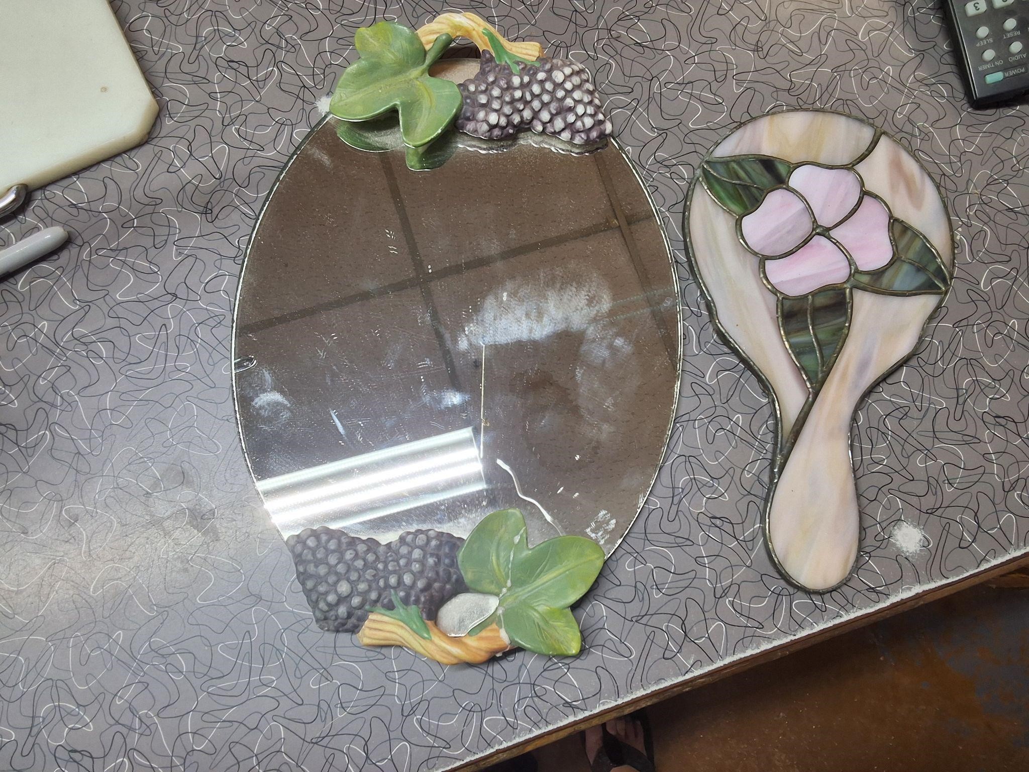 Hand mirror and mirrored tray
