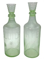Uranium Glass Scotch & Rye Decanters