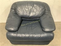 Blue Leather Cushioned Armchair