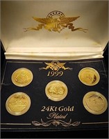 1999 24 karat gold-plated quarter set including