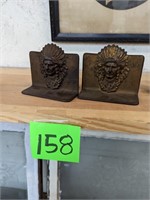 Pair of Vintage Brass Native American Bookends