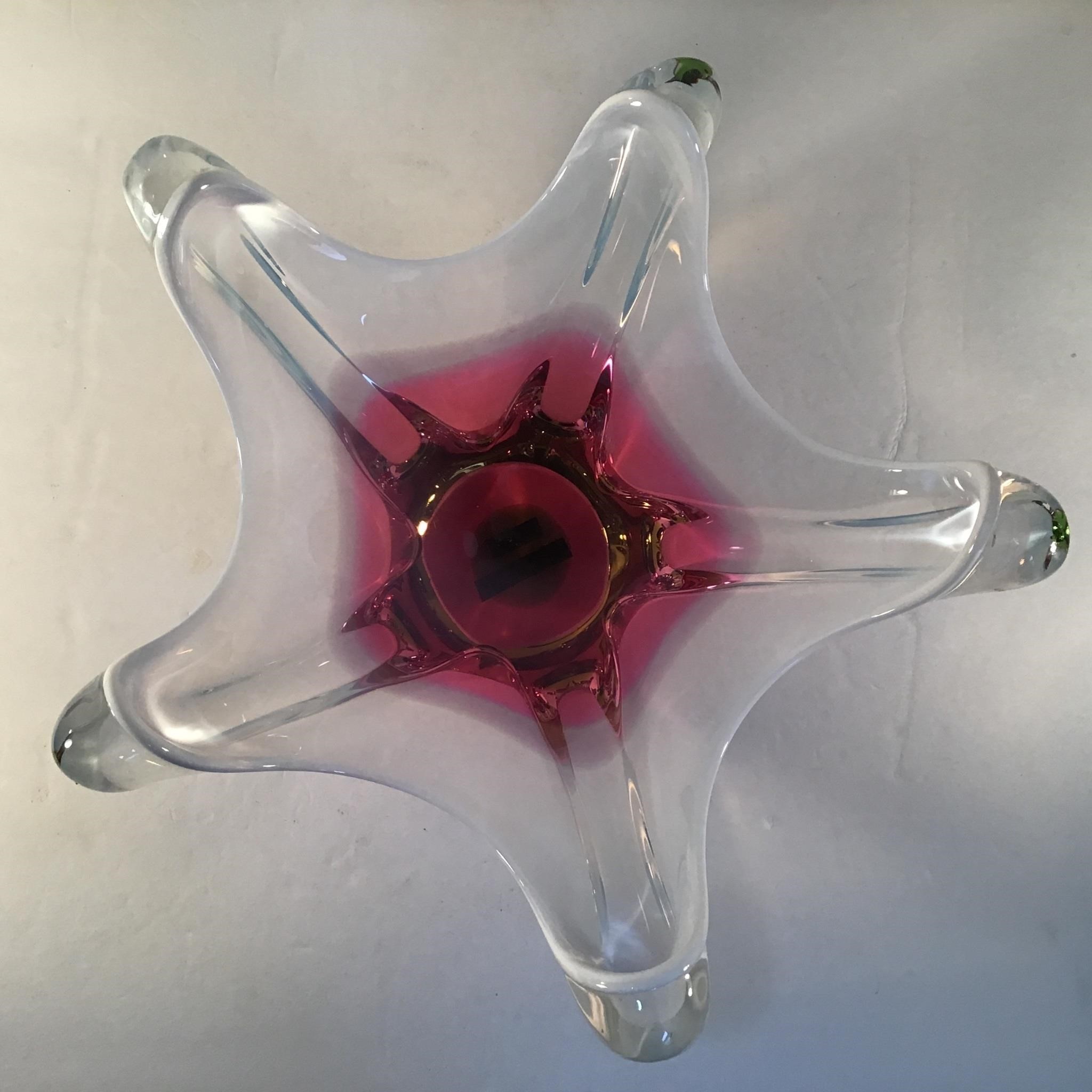 CZECH ART GLASS STARFISH BOWL