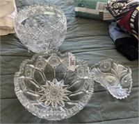 3 Cut Glass Bowls