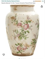 12.5in. Tuscan Ceramic Floral Print Vase