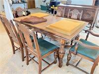 Antique Dining Room Table & 6 Chairs 
Sliding