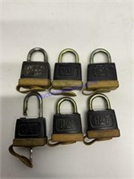 Six caterpillar, cat EQUIPMENT locks with cat key