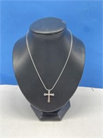 16 " 925 Silver Cross with Clear-cut Stone