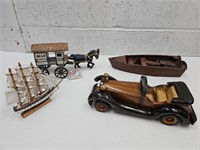 Wood & Metal Home Decor Horse & Milk Wagon +