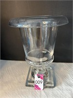 Glass Pedestal Vase 9"Dia 12"H