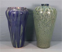 (2) Large Glazed Pottery Vases