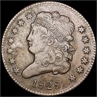 1828 13 Stars Classic Head Half Cent NEARLY