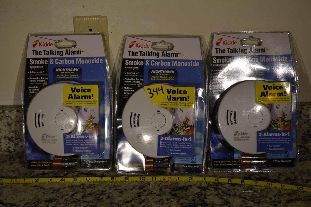 344: 3 Kidde Talking smoke & CO2 Detectors NIB