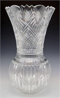 Large Waterford Crystal Vase w/ Bulbous Bottom.