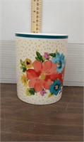 Ceramic floral utensil container.  6in