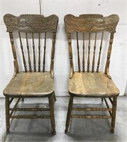 Pair of wood dining chairs