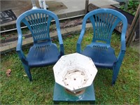 2 Green lawn chairs (older)