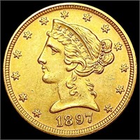 1897 $5 Gold Half Eagle CHOICE BU
