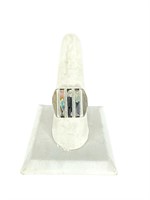 SIZE 11 STERLING SILVER MOTHER OF PEARL MENS RING