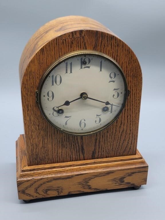 Oak Mission Style Mantle Clock