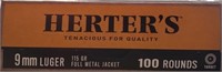 HERTERS 9MM 115 GR, FMJ 100 ROUNDS