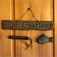Hanging Wooden Redneck Fish Finder Sign