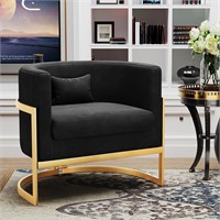 $186  Velvet Accent Chair Gold Modern Barrel Chair
