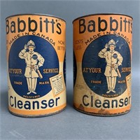 Pair of Early Babbitt's Cleanser Tins