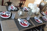 Table Decor; plates, glasses, centerpieces