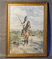 Small Vintage Print -Mounted Soldier w/Musket