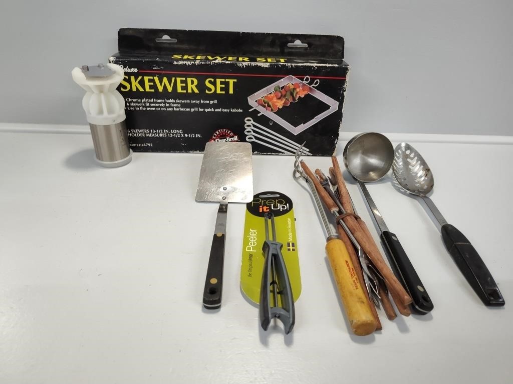 Skewer Set, Peeler and Kitchen Utensils