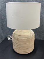 Oversized Rattan Table Lamp with White