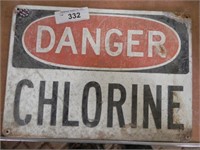 Vintage Metal Danger Chlorine Sign