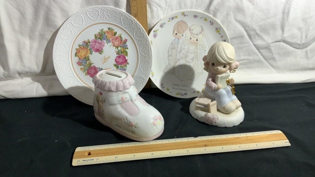 Precious Moments  Bank, Figurine, Plate