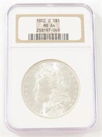 NGC GRADED 1902-O MORGAN SILVER DOLLAR MS64