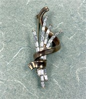 VINTAGE CROWN TRIFARI  CZ BROOCH