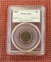 1923 LINCOLN CENT GRADED AU55