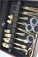 54Pc National Stainless Gold Flatware Set-Japan
