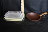 BAKEWARE AND WOODEN BOWL
