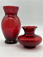 Beautiful Vintage Ruby Red Glass Vases
