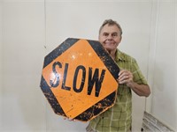 Wood  STOP & SLOW  Sign 24"