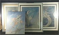 Lot of  framed prints  22" x 26" & 16" x 20"